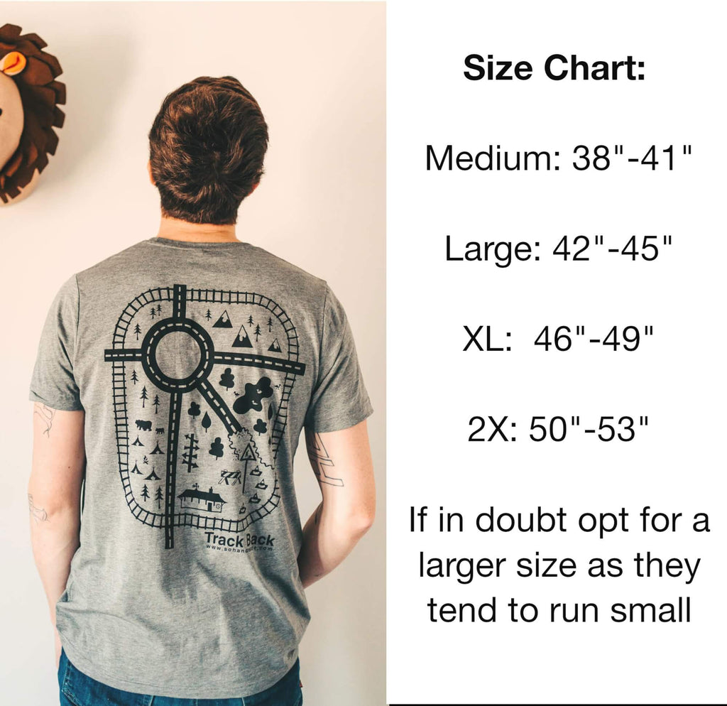 size chart for t-shirt, father's day gift from toddler