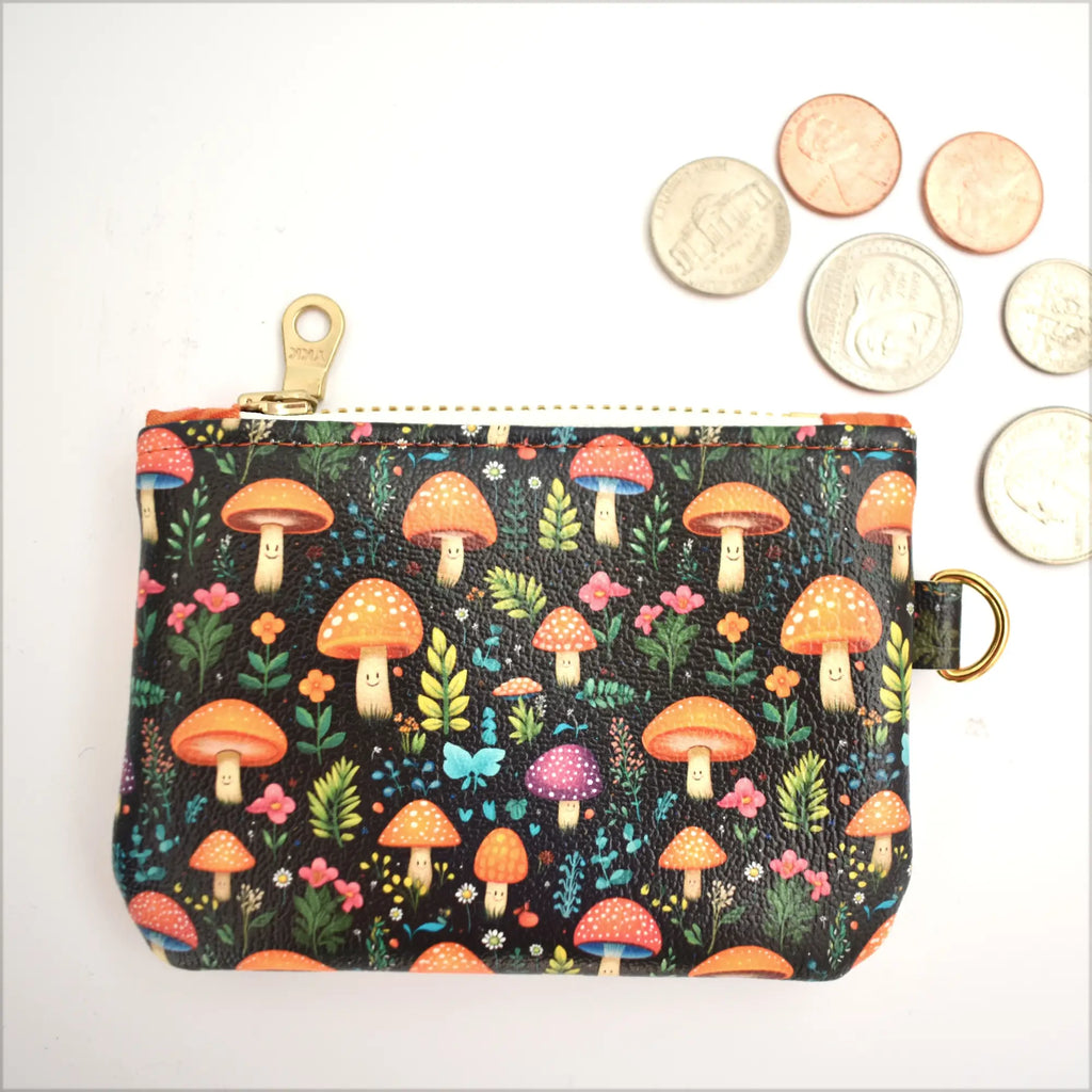 Cute Coin purse with mushroom pattern on a white background