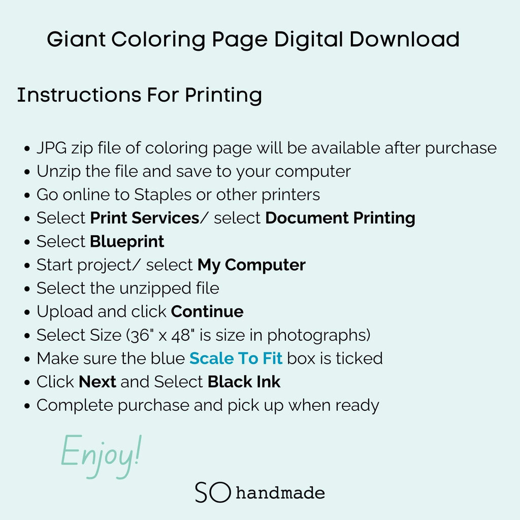 giant coloring page instructions for printed