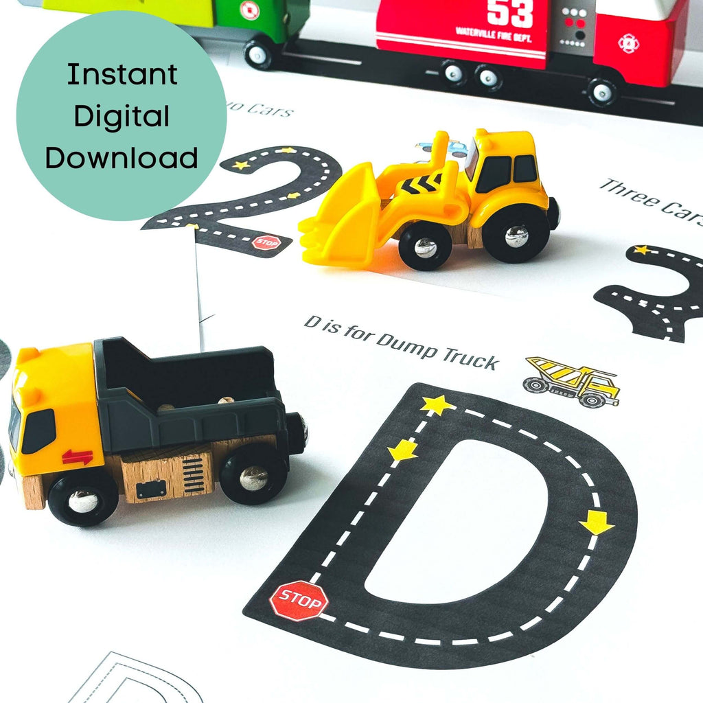 Road Letters and Numbers: Alphabet Tracing Worksheets