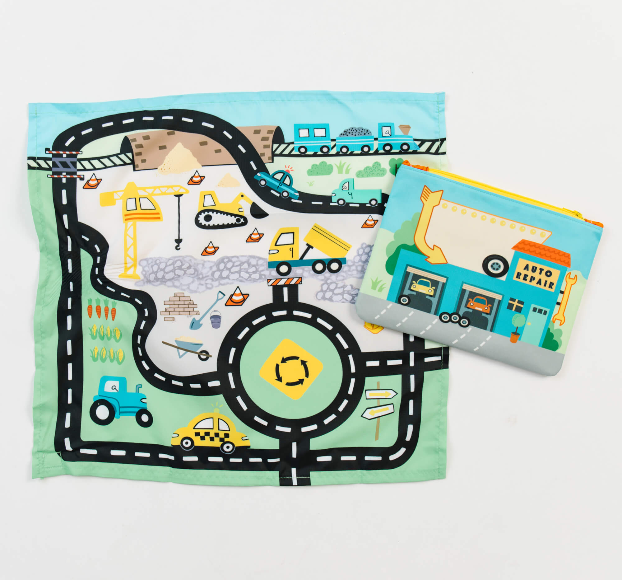 Toy Car Mat and Pouch: All-in-one Travel Entertainment!