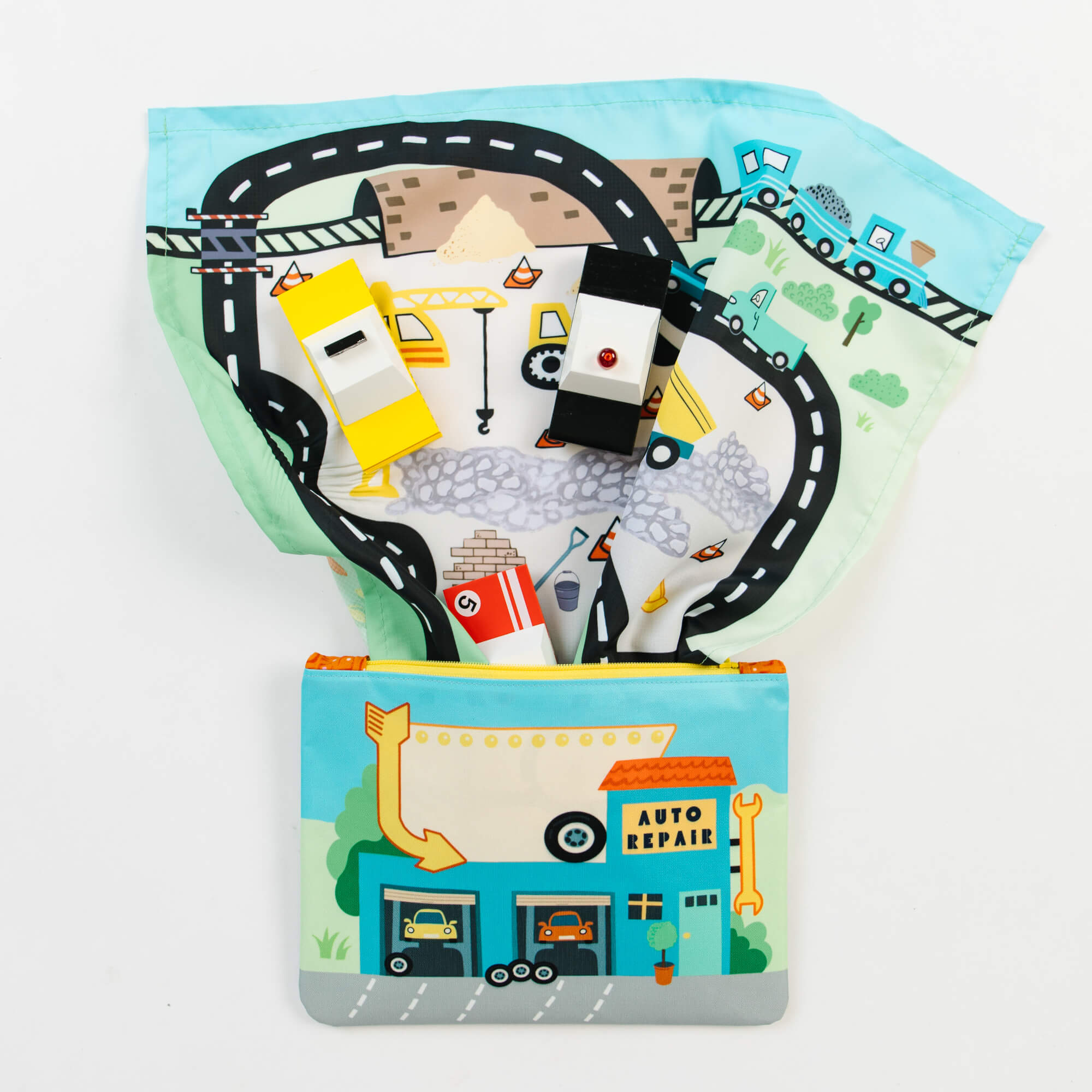 Toy Car Mat and Pouch: All-in-one Travel Entertainment!