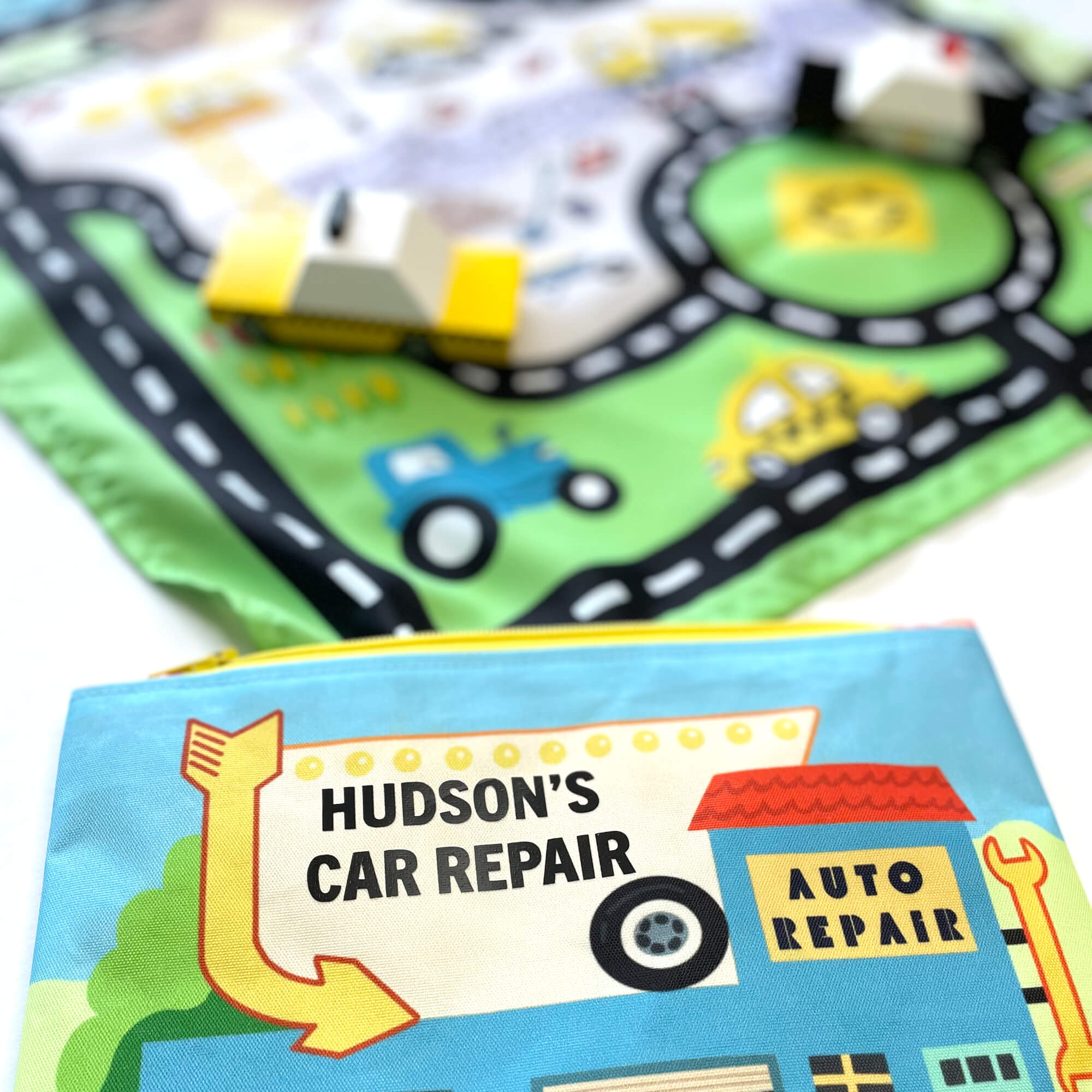 Toy Car Mat and Pouch: All-in-one Travel Entertainment!