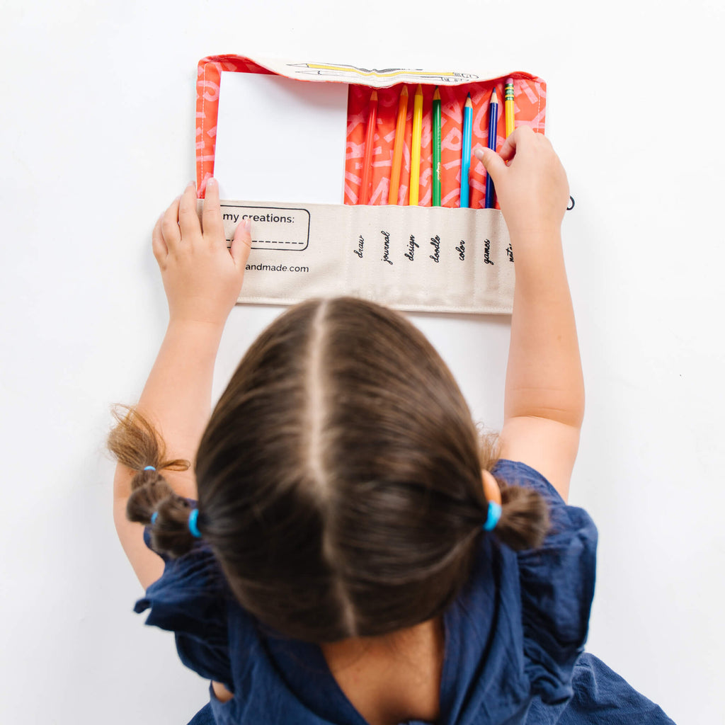girl with pencil pouch