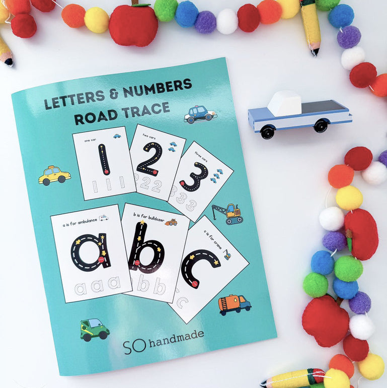 Alphabet and  Numbers Learning Workbook: Road Trace Activity