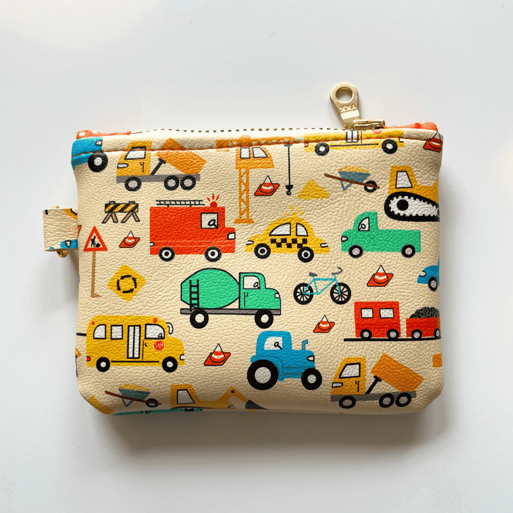 Small Purse for Coins – Cars & Construction Vehicle Print